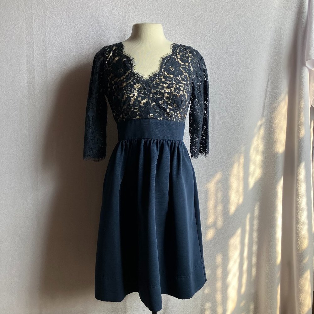 Blue Lacy Fit & Flare Party Dress